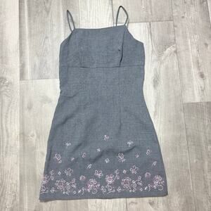 Vintage 90’s Byer Too Floral Print Gray Mini Dress size 9
